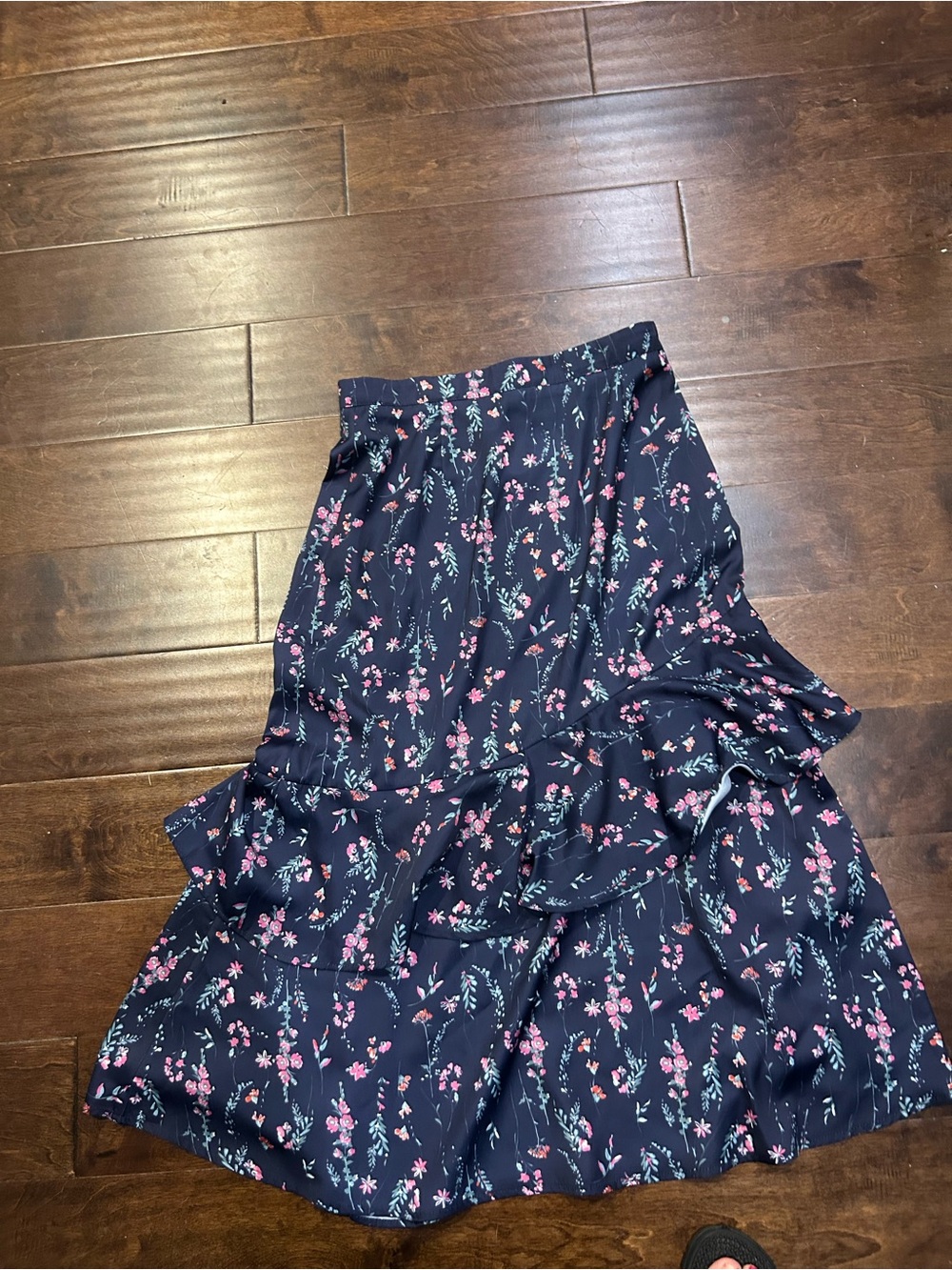 Ava and Aiden - Women's Navy Floral Ruffle Skirt - Pink Floral Print